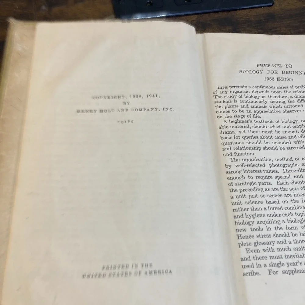 Biology for Beginners‎ 1941 Moon Textbook Mt Lebanon School Rare Vtg HC Science